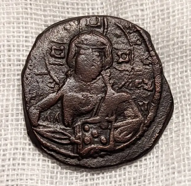 Ancient Byzantine 1028-1034 Romanus III Follis Christ XF image