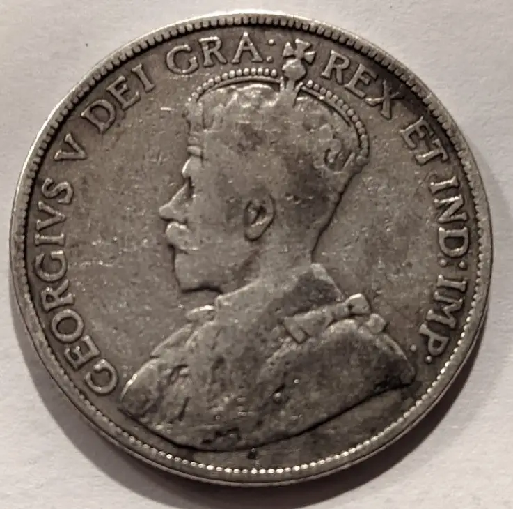1912-1919 Canada Silver 50 Cents (worn date) image