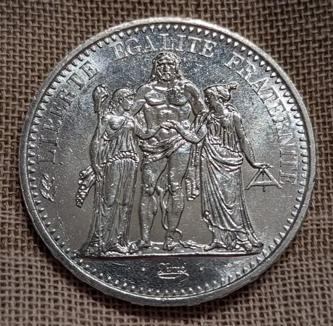 France 10 Francs Large Silver Coin 1968 BU - View 2