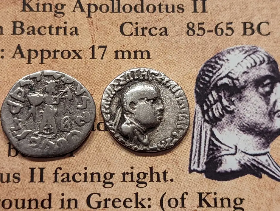 Silver Indo-Greek Drachm of King Apollodotus II circa 85-65 BC image