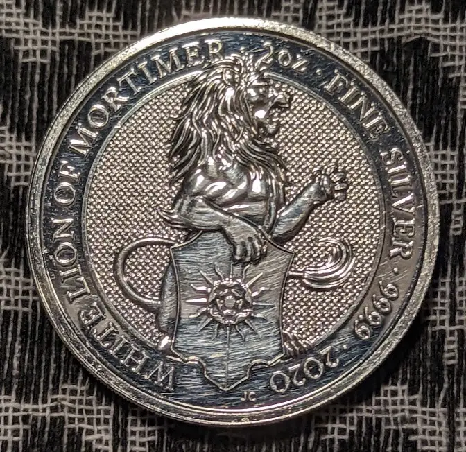 Great Britain 2 oz Silver Queen's Beasts The White Lion 2020 - light scratches image
