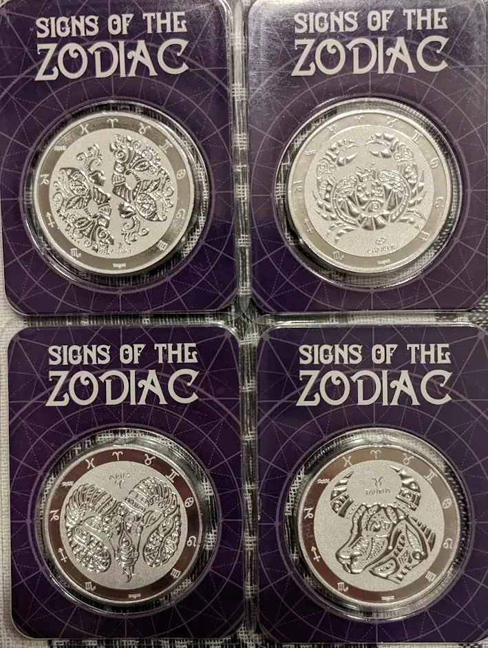 Tokelau Signs of the Zodiac 12 Silver Round Set image